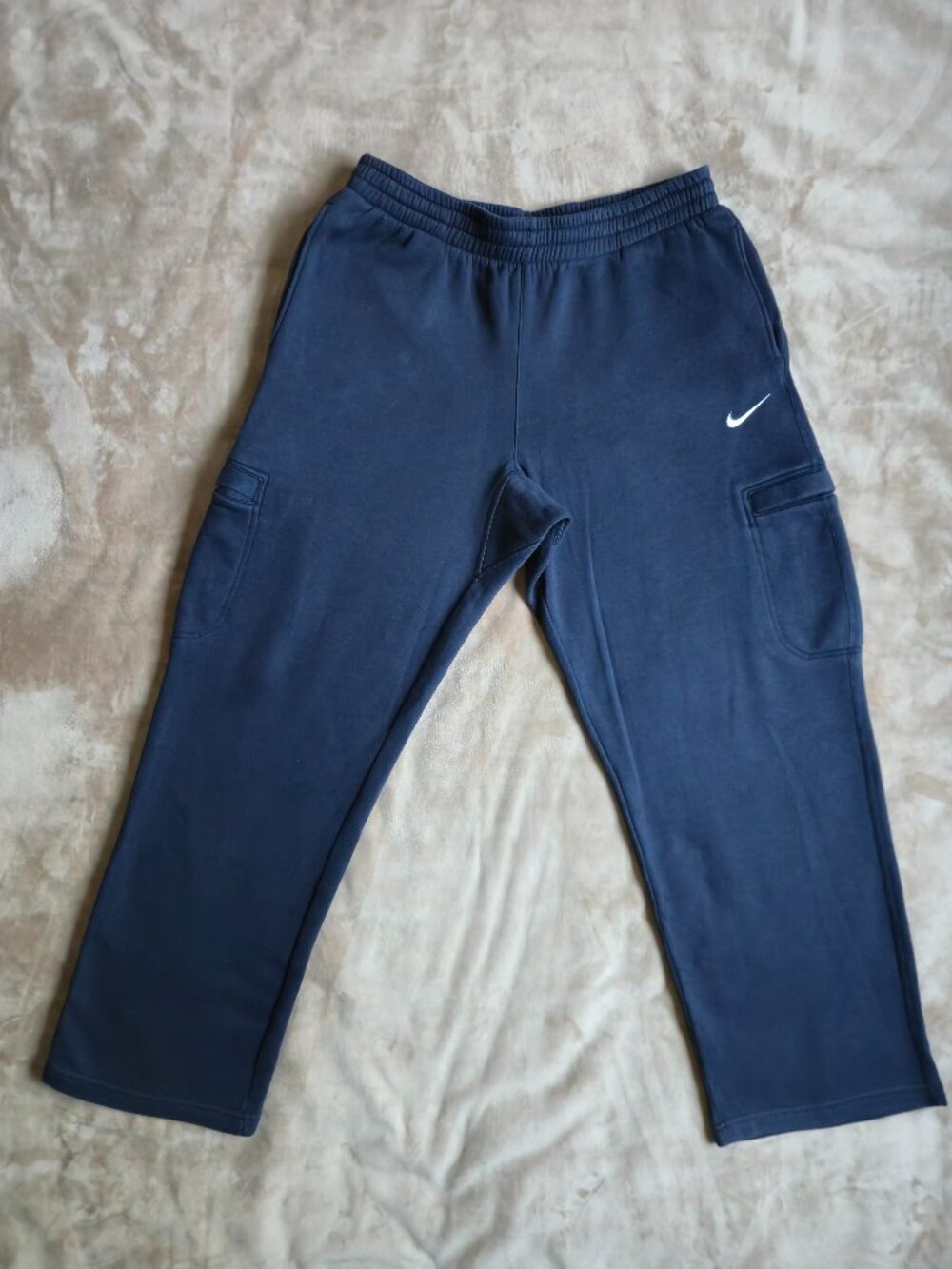Nike Club Fleece Cargo Sweatpants Open Hem Navy Blue Men's XL 586385-405